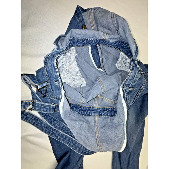 Womens Denim Bib Overalls XL Jeans Brand Distressed Comfortable - Picture 10 of 10